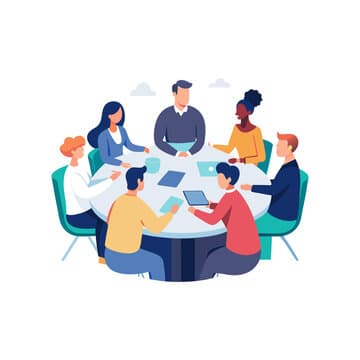 Team sitting around a round table in a consultation